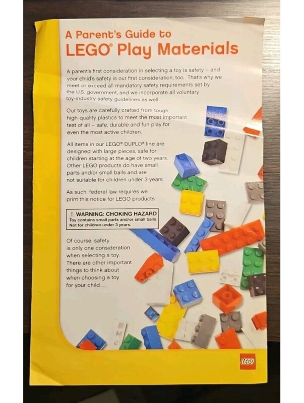 Vintage 1980s LEGO A Parents Guide to LEGO Play Materials Foldout